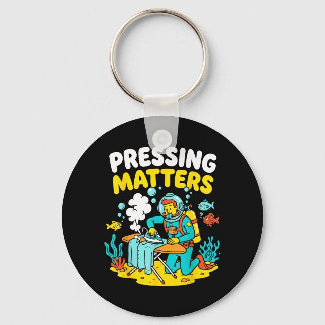 Funny Extreme Ironing Scuba Diver Pressing s Key Ring (Front)