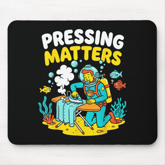 Funny Extreme Ironing Scuba Diver Pressing s Mouse Pad (Front)