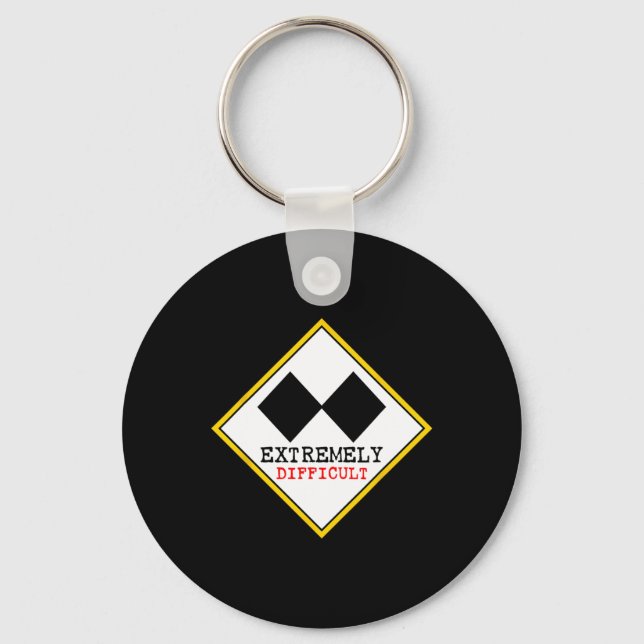 Funny Extremely Difficult Double Black Diamond Ski Key Ring (Front)