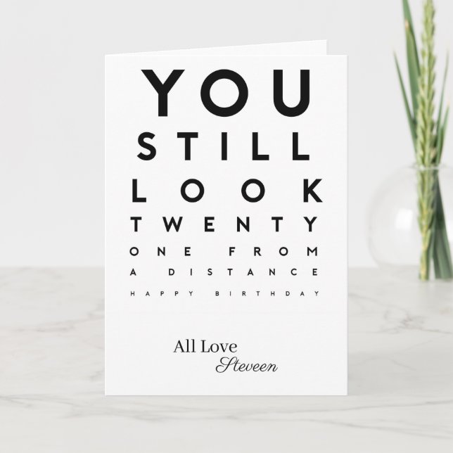 Funny Eye Chart Birthday Card - Sarcastic "Look Tw (Front)