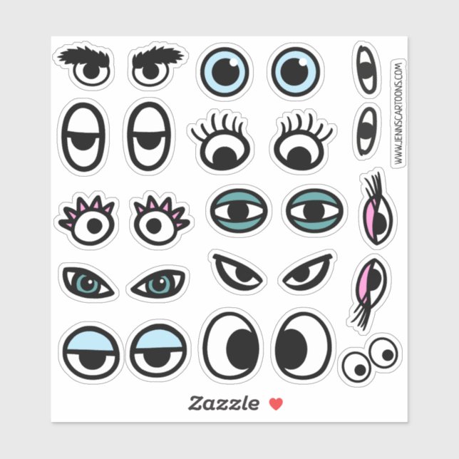 Funny Eyeballs Cartoon Eyes Sticker Set (Sheet)