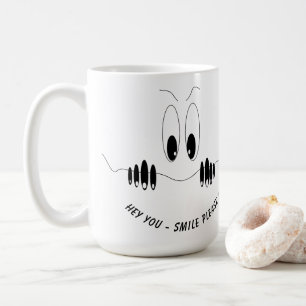 Funny Eyes Coffee Mug Smile - Custom Text