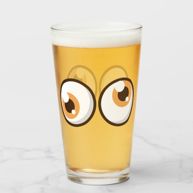 Funny Eyes Glass Cup (Front Filled)