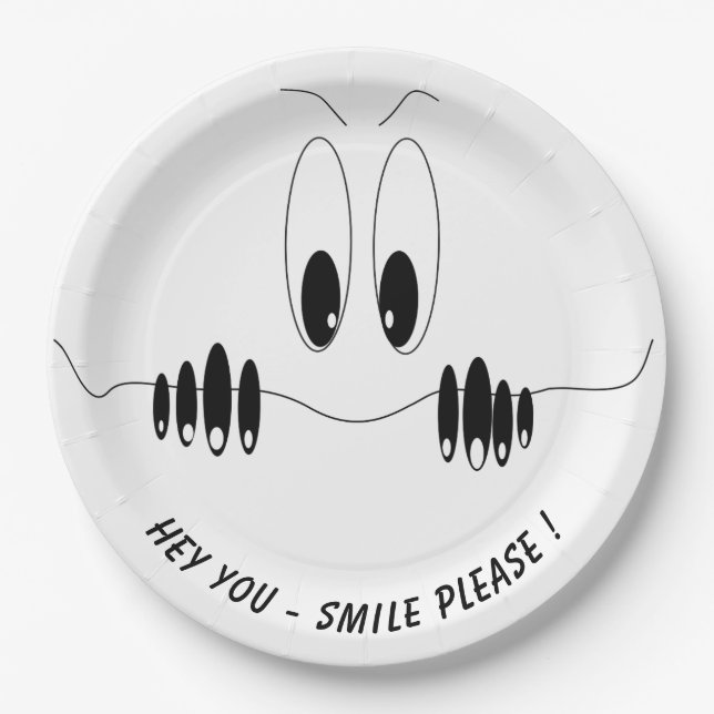 Funny Eyes Paper Plates Custom Text and Colours (Front)