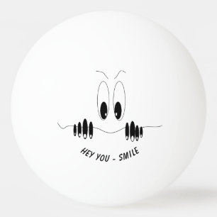 Funny Eyes Ping Pong Ball Smile - Custom Text