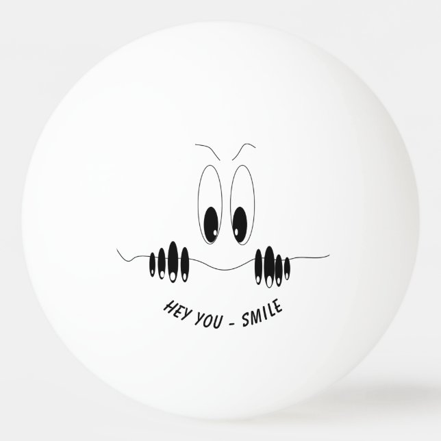 Funny Eyes Ping Pong Ball Smile - Custom Text (Front)