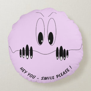 Funny Eyes Round Pillow with Custom Colour and Tex