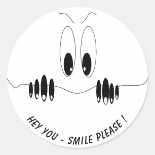 Funny Eyes Sticker Smile - Custom Text and Colour