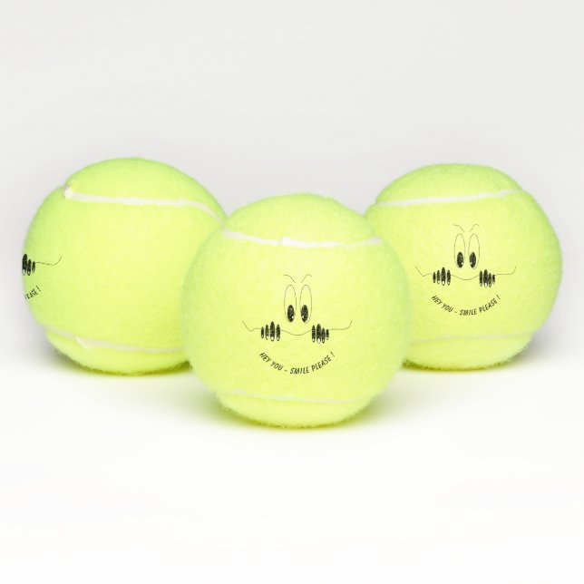 Funny Eyes Tennis Balls Smile - Custom Text (Multi)