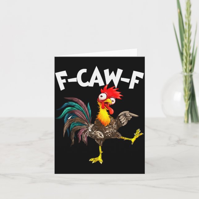 Funny F-awk-f Chicken F-caw-f Rooster Pun Retro  Card (Front)