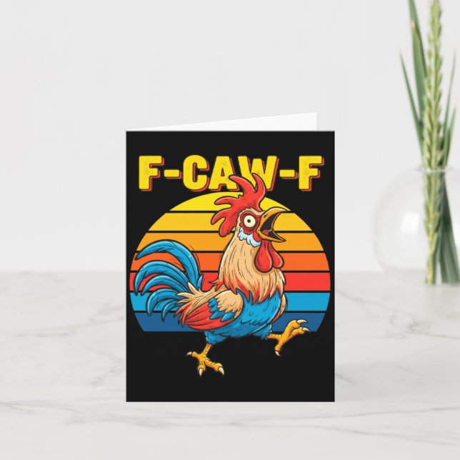 Funny F Awk F Chicken F Caw F Rooster Pun Retro Cl Card (Front)