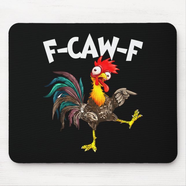 Funny F-awk-f Chicken F-caw-f Rooster Pun Retro  Mouse Pad (Front)