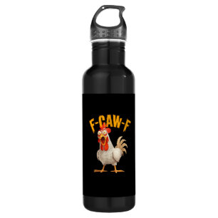 Funny F-Awk-F Chicken F-Caw-F Rooster Pun Retro Vi 710 Ml Water Bottle