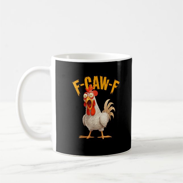Funny F-Awk-F Chicken F-Caw-F Rooster Pun Retro Vi Coffee Mug (Left)