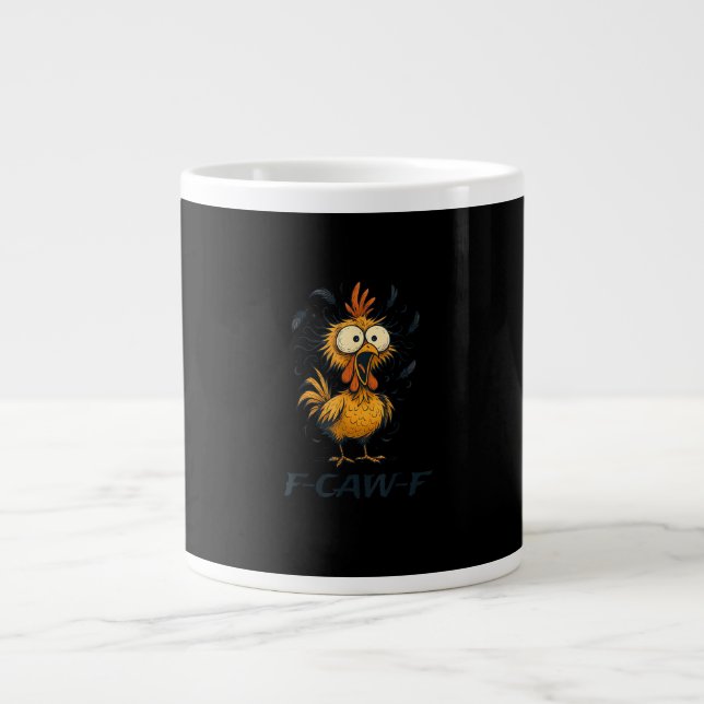 Funny F-Caw-F Chicken Bird F-Caw-F Graphic Minimal Large Coffee Mug (Front)