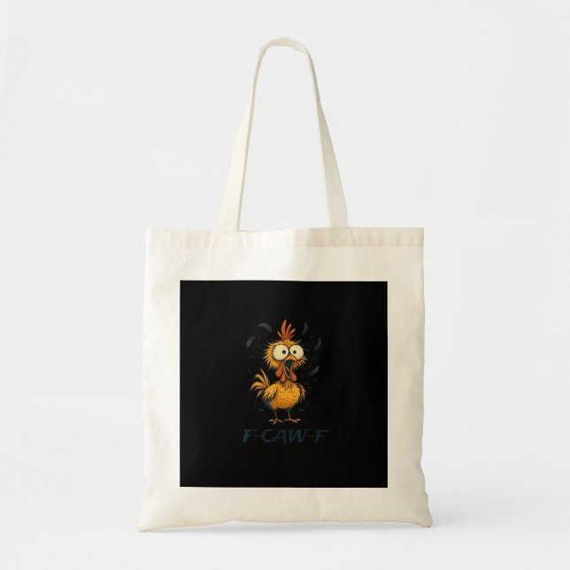 Funny F-Caw-F Chicken Bird F-Caw-F Graphic Minimal Tote Bag (Front)