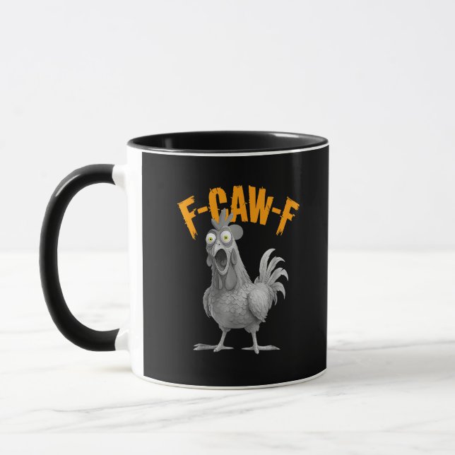 Funny F Caw F Chicken Classic Retro Style Mug (Left)