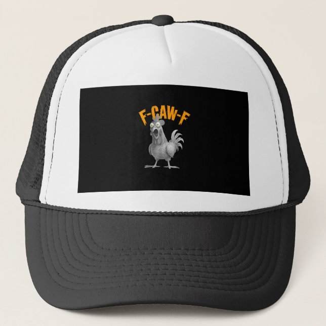 Funny F Caw F Chicken Classic Retro Style Trucker Hat (Front)