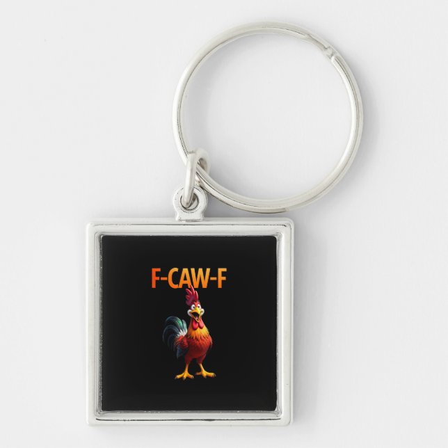 Funny F-Caw-F Chicken F-Caw-F Chicken Gothic Vinta Key Ring (Front)