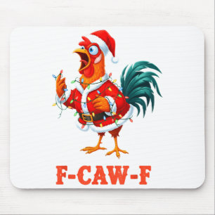 Funny F-caw-f Chicken Humor Santa Rooster Christma Mouse Pad
