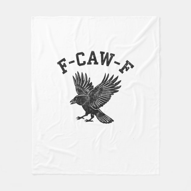 Funny F-Caw-F Crow Aesthetic Style Fleece Blanket (Front)