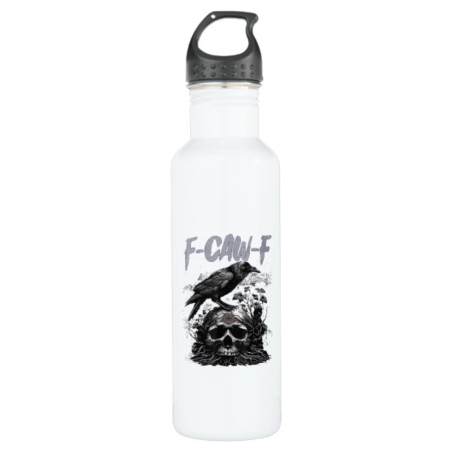 Funny F-Caw-F Crow Funny Halloween Retro Classic 710 Ml Water Bottle (Front)