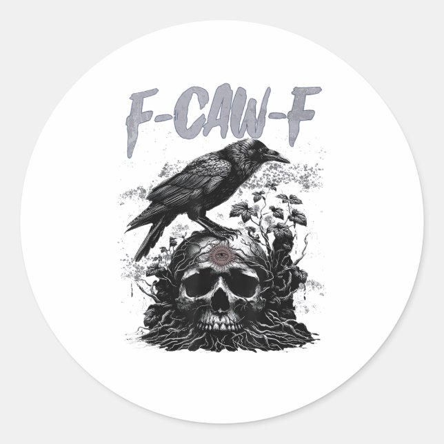 Funny F-Caw-F Crow Funny Halloween Retro Classic Classic Round Sticker (Front)