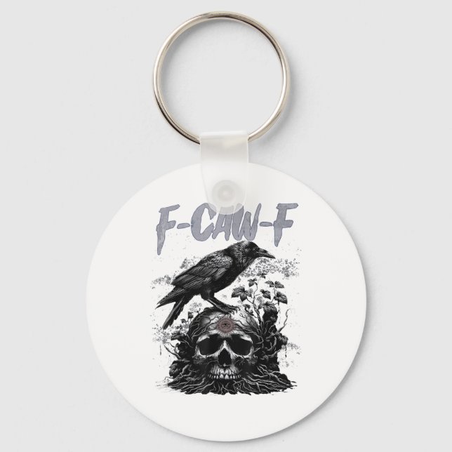 Funny F-Caw-F Crow Funny Halloween Retro Classic Key Ring (Front)