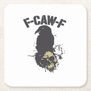 Funny F-Caw-F Crow Vintage Humor Essential Creativ Square Paper Coaster