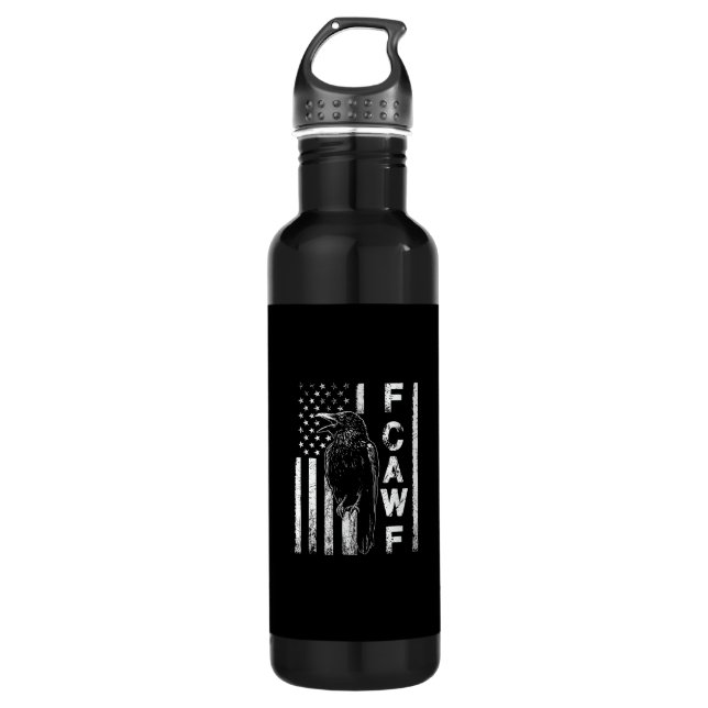 Funny F Caw F Crow With USA Flag 710 Ml Water Bottle (Front)