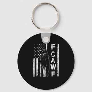 Funny F Caw F Crow With USA Flag Key Ring