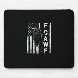 Funny F Caw F Crow With USA Flag Mouse Pad