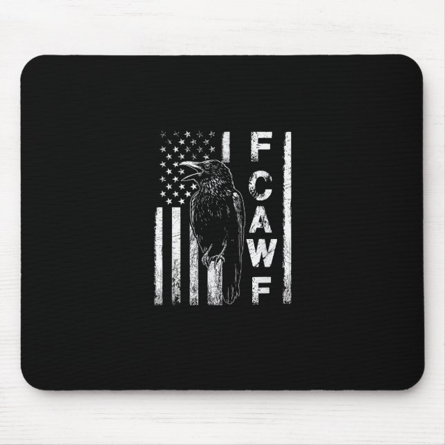 Funny F Caw F Crow With USA Flag Mouse Pad (Front)