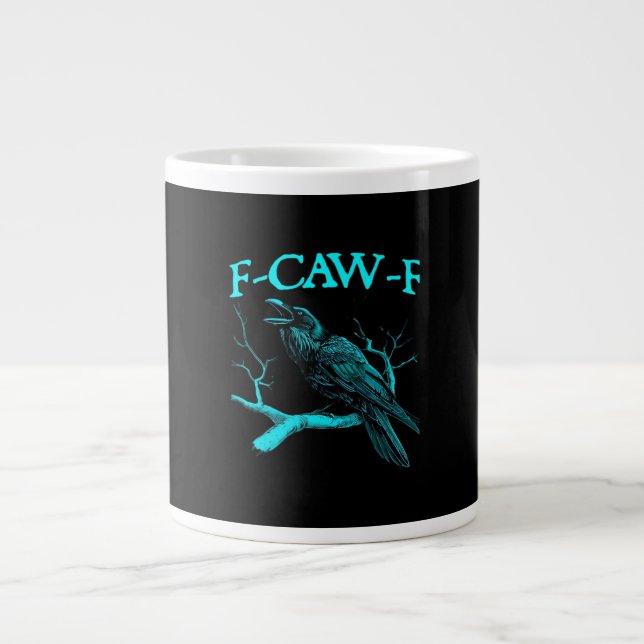 Funny F-Caw-F Humour Crow Gothic Large Coffee Mug (Front)