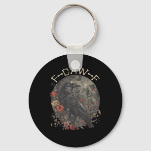 Funny F-Caw-F Raven Bird Saying Graphic Creative S Key Ring