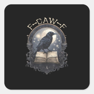 Funny F-Caw-F Raven Bird Saying Graphic Retro Clas Square Sticker