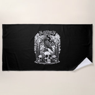 Funny F Caw F Raven Halloween Beach Towel