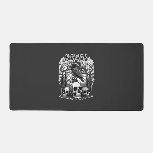 Funny F Caw F Raven Halloween Desk Mat (Front)
