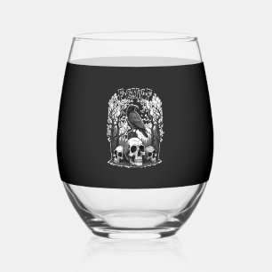 Funny F Caw F Raven Halloween Stemless Wine Glass