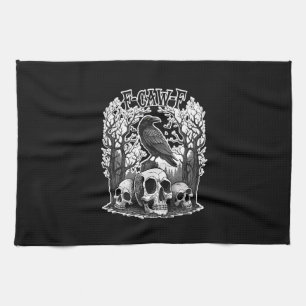 Funny F Caw F Raven Halloween Tea Towel