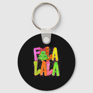 Funny Fa La La Coquette Bow Checkered Christmas Tr Key Ring
