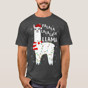 Funny Fa La La Llama Xmas Lights Santa Hat Llama C T-Shirt