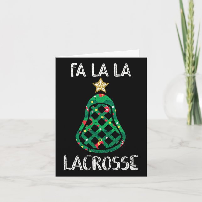 Funny Fa La Lacrosse Player Lax Christmas  Card (Front)