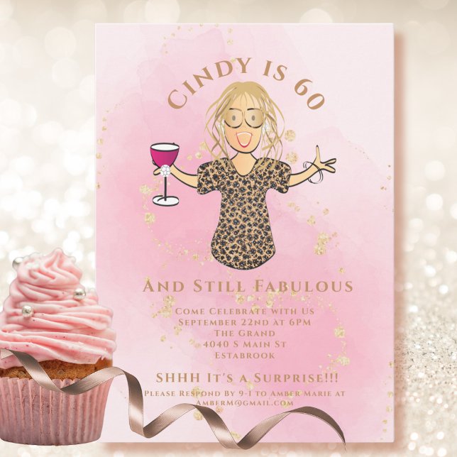 Funny Fabulous 60 Blush Pink Gold 60th Birthday Invitation (Creator Uploaded)
