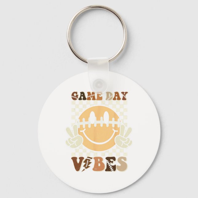 Funny Face American Football Game Day Vibes Sport  Key Ring (Front)