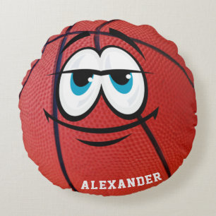 Funny Face Basketball Create your own player Name Round Cushion