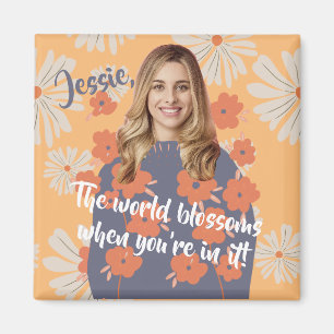 Funny Face Beautiful Flower Girl Photo Name Magnet