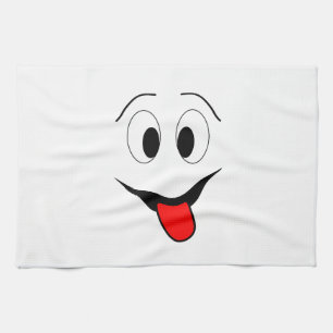 Funny face - black and red. tea towel