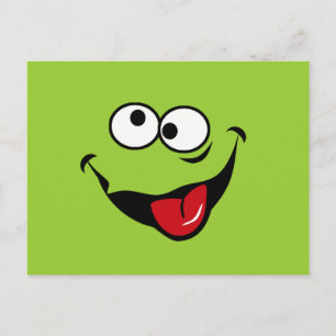 Funny face cartoon blue background postcard
