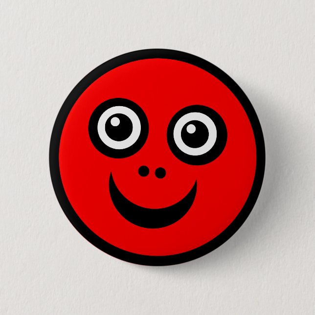 Funny Face (colour me) - Red 6 Cm Round Badge (Front)